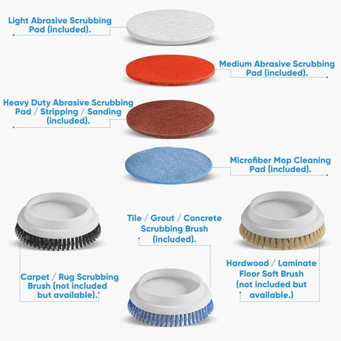 Core 13 Inch Electric Floor Buffer Scrubber And Polisher interchangeable pads and brushes for various floor surfaces cleaning.