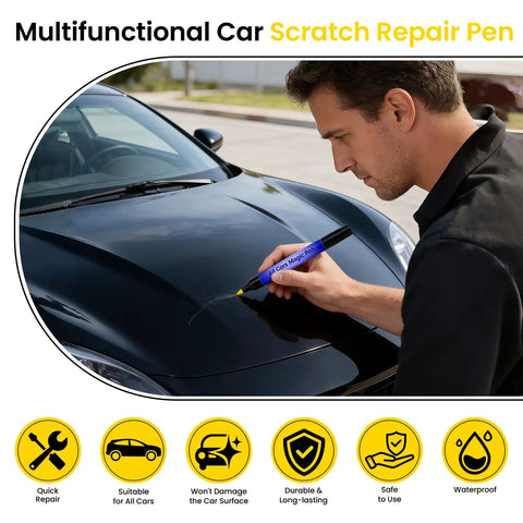 Man using Scratch Remover Pen For Cars All Colors Dope DIY Paint Repair Kit Quick Fix For Wear Swirl Marks And Scuffs