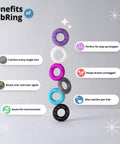 Benefits of TubRing hair catcher for shower drain and bathtub, reusable silicone stopper and strainer in various colors.