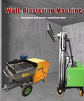 Full Auto Plastering Machine Cement Render Rig Wall Polisher For Construction Sites And Home Reno Boss Level Finish Smooth Operator Drywall Workhorse Tool shown in operation with mortar smoothing robot.