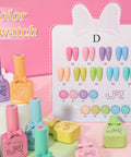 Nine Piece 15ml Gel Nail Polish Set With Macaron Colors Including Light Red Pink Nude And Pastel Shades For Spring color swatch