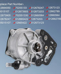 Brake vacuum pump with gasket for GM vehicles; silver aluminum body with black mounting plate (front view)