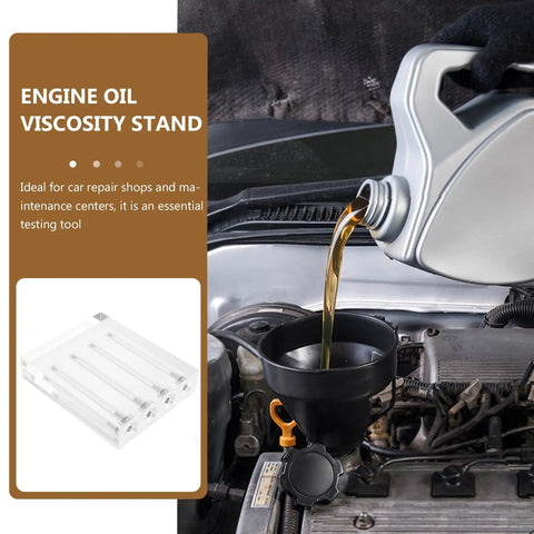 Oil Viscosity Tester Stand For Cars With 4 Hole Acrylic Design Engine And Transmission Oil Testing Tool, clear 4-hole acrylic stand
