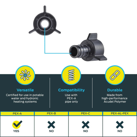 Half Inch Expansion FNPT Swivel PEX Adapter For PEX A Tubing Female NPSM Connector Pack Of Five Poly Plumbing Fittings UA526A7 Pro Grade Easy Install For High Temp And Pressure PEX Systems, black 1/2 inch PEX-A swivel adapter