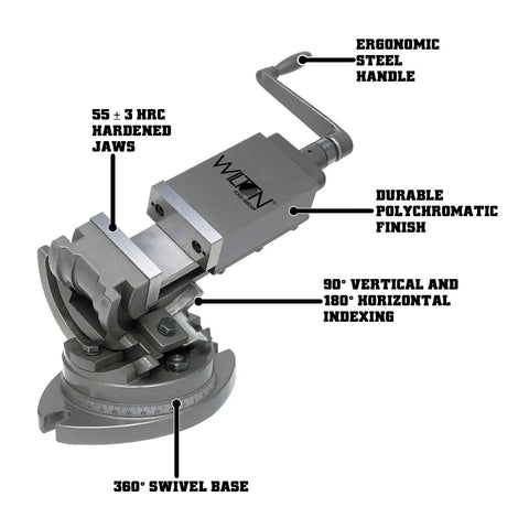Image of 3 Axis Precision Tilting Vise With 3 Inch Jaw Width And 3 Inch Opening for Milling and Machining 360 Degree Swivel Base.