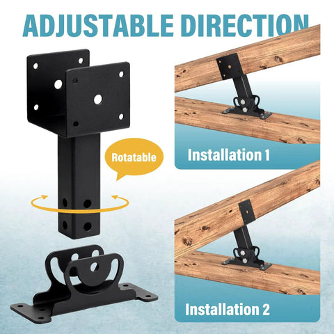 Two Pack 304 Stainless Steel 4x4 Beefed Up Heavy Duty Roof Riser Brackets Kit With Adjustable Roof Riser Beam Mounts For Pergola Gazebo Black Finish Durable Weatherproof