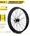 Fat Tire Front Wheel Set For Snow And Beach Biking Fits 20 Or 26 Inch 4 Inch Fat Tire Quick Release 9x135mm 36H Aluminum Alloy Disc Brake Rim Wide Tire Ready For E Bikes And Beach Bicycles visible in product dimension and construction detail, showing 80mm outer width and 418mm height.