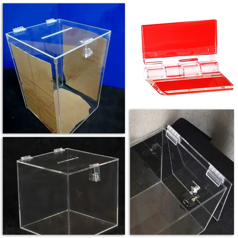 16 Pcs Self Adhesive Clear Acrylic Hinges 35x25mm Small Hinges on acrylic display boxes and stands for crafts and DIY