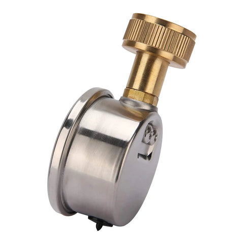 Side view of Glycerine Filled 2 Inch Stainless Steel Water Pressure Test Gauge with Big Dial Readout 0 to 200 PSI and KPa