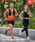 Two people jogging with No Bounce Hydration Vest Pack For Men And Women With 500ml Soft Flask, water resistant, reflective gear