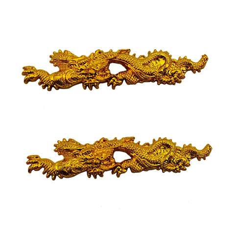 Katana Tsuba Set Alloy Samurai Sword Guard With Gold And Black Dragon Finish close-up, decorative hand guard detail for display