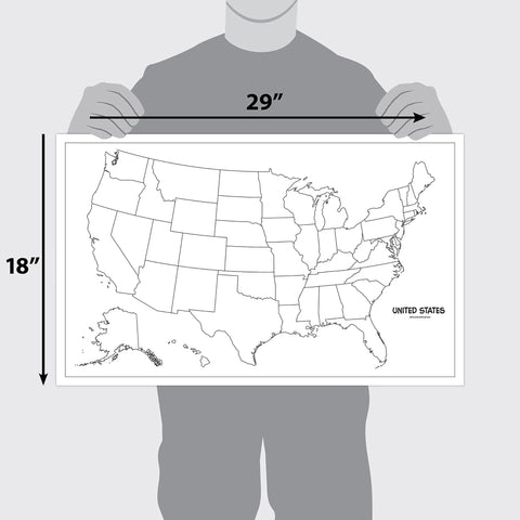 Laminated Blank United States Map Poster 18 By 29 Inches For Wet Erase Markers Only Durable Tear Resistant Wall Chart