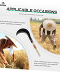 Long Handled Mowing Knife Garden Hoe With Wooden Handle For Weeding And Harvesting showcased with farmers in field