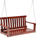 Two Person Outdoor Wooden Porch Swing 4 Ft Patio Bench with 800 Lb Capacity and Adjustable Hanging Chains, Durable Garden Courtyard Swing Seat