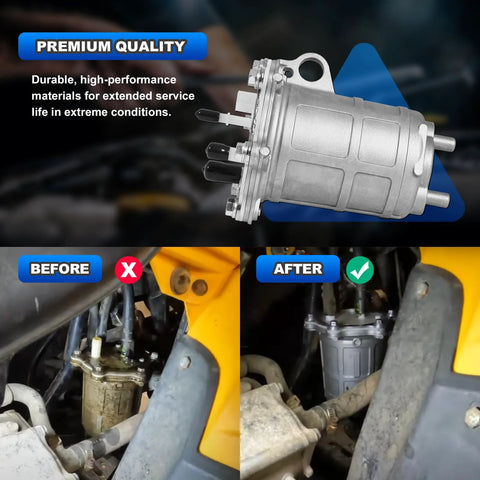 Honda Fuel Pump Replacement For Rancher 420 Foreman 500 TRX420 TRX500 TRX700XX 2007-2014 ATV Models Drop-In Plug And Play With Precision Fuel Delivery 16700-HP5-602 installed view with before and after comparison.