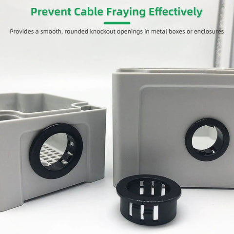 2 Inch Black Snap In Knockout Insulating Bushing Grommets for Wiring and Cables in metal enclosures