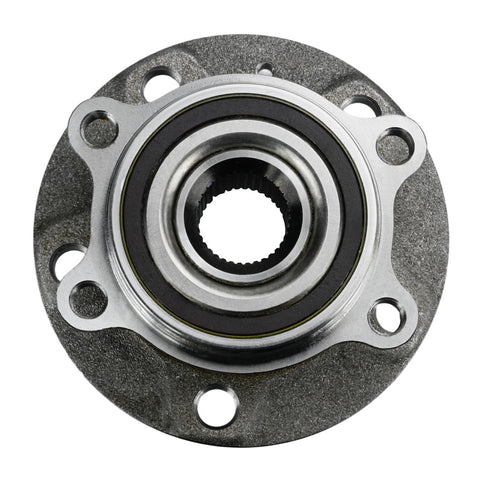 Front view of Beefy Front Wheel Bearing Hub Assembly Direct Fit For Audi A3 Q3 TT And Volkswagen Beetle Passat Golf Jetta Tiguan CC Rabbit