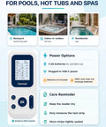 Digital Pool And Spa Water Test Kit Featuring 7 In 1 Chemistry Analysis showing detailed features and power options for easy use.