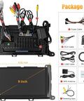 Toyota Sienna 2011 2014 Car Radio With Android 13, 9-inch screen, cables, camera, accessories displayed