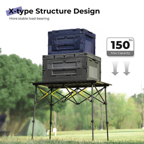 Go To Ultralight Folding Camping Table With Aluminum Construction Roll Up Design Adjustable Height In Outdoor Setting
