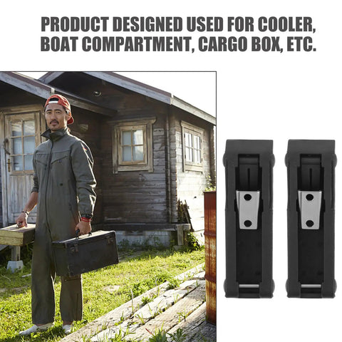 2 Pack Flexible Draw Latches For Cargo Boxes And Coolers With Concealed Installation, Rubber And Stainless Steel Construction