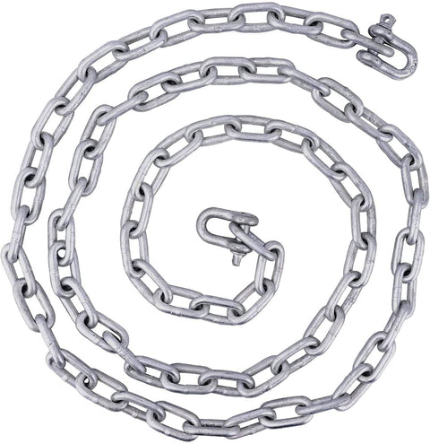 Portable Galvanized Fluke Style Anchor Kit With Seventy Five Foot Three Eighths Inch Nylon Rope, Six Point Five Foot Five Sixteenths Inch Chain, Two Five Sixteenths Inch Shackles, Ideal For Boats Sixteen To Twenty Six Feet, Great For River Currents includes coiled galvanized chain