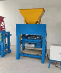 Industrial Brick Making Machine And Cement Block Production Equipment For Workshops Featuring Hella Solid Hydraulics And A No Sweat Build, blue and yellow design with compact dimensions.