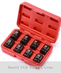 Beefy Eight Piece One Half Inch Drive Pipe Plug Socket Set SAE Chrome Molybdenum Steel CRMO with red storage case