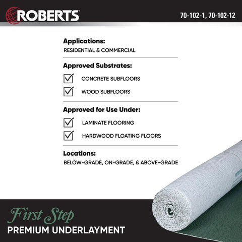 Real Deal 3 In 1 Flooring Underlayment Roll For Laminate And Engineered Wood Squelches Footsteps over wood subfloors.