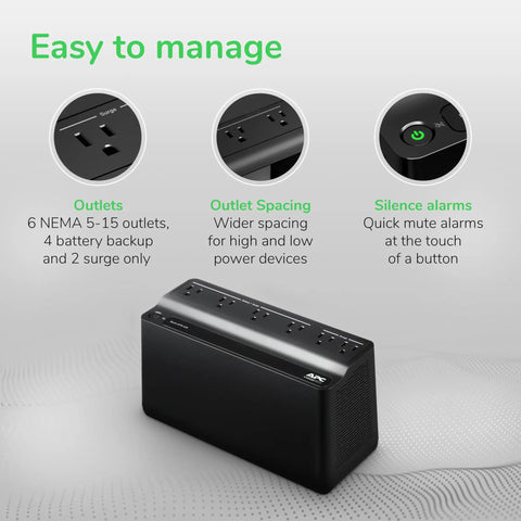 Backup Power For Essentials 425VA 255W UPS Battery Backup And Surge Protector With 6 Outlets Great For Router Modem And Home Office Use Small UPS For Internet Connectivity