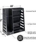 Diagram of Premium Wooden Gear Organizer With Storage Hooks And Golf Bag Rack, showing dimensions and features in garage setup.