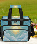Go-To Insulated Picnic Backpack With Spacious 12x8.7x10 Inch Main Compartment for outdoor lunches and snacks, cloud design.