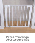 Walk Through Baby Gate For Doorways No Tools Needed Easy Install Fits 29 To 38 Inches Adjustable 28 Inch Tall White Kid And Pet Safe Gate For Home Use In Doorways And Hallways Great For Wide Doorways And High Traffic Homes Safe For Kids And Pets shown installed in doorway