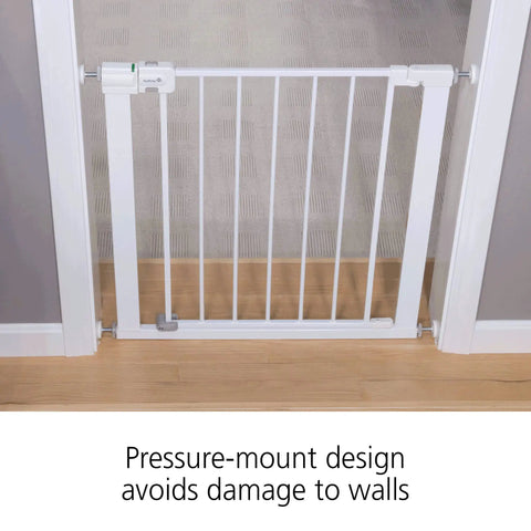 Walk Through Baby Gate For Doorways No Tools Needed Easy Install Fits 29 To 38 Inches Adjustable 28 Inch Tall White Kid And Pet Safe Gate For Home Use In Doorways And Hallways Great For Wide Doorways And High Traffic Homes Safe For Kids And Pets shown installed in doorway