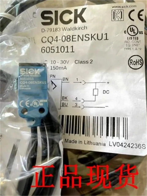 CQ4-08ENSKU1 Capacitive Proximity Sensor with wires and product label visible, industrial grade, for automation use.