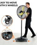 Whisper Quiet Industrial Outdoor Pedestal Oscillating Fan With Remote Control 20 Inch 4000 CFM Brushless DC Motor Waterproof