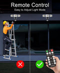 Person adjusting Plug In Outdoor Flood Light With Motion Sensor And Remote, 5500 Lumens, Dusk To Dawn Security Light, IP65 Waterproof