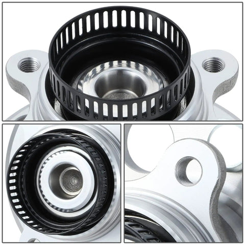 Close-up of Factory Style Rear Wheel Bearing Hub Assembly for Hyundai Elantra 2007 to 2012, steel replacement, detailed view.