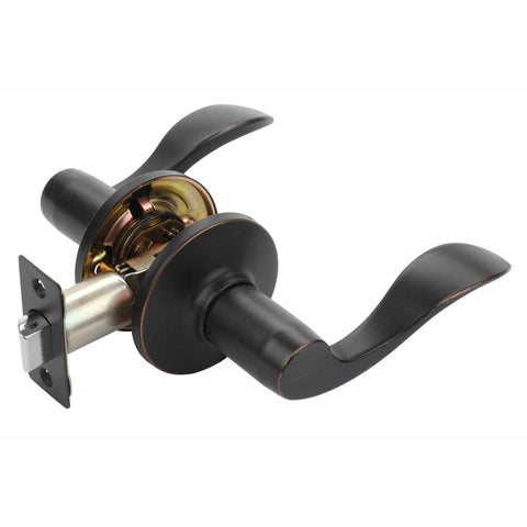 Heritage Lever Passage Set In Aged Oil Rubbed Bronze Pro Grade Contractor Pack (6 Pack) For Interior Doors, Easy Install, Durable Non Locking Door Hardware, close-up of single lever showing detailing