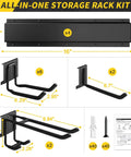 64 Inch Garage Storage Wall Mount Tool Organizer With 620Lb Load Capacity Heavy Duty Metal Hooks as shown in kit components