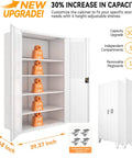 Beefed Up Tall And Wide Metal Storage Cabinet With Lockable Doors Four Adjustable Shelves Wheels And Pegboard Boss Grade Garage Cabinet For Office Gym Basement And Warehouse White featuring dimensions and capacity