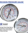 Pro Grade Pneumatic 1/4 Inch NPT Air Filter Regulator Kit With Brass Fittings And Gauge, AFC2000 Style, close-up of pressure gauge