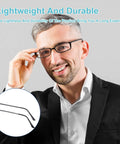 Universal Eyeglasses Repair Kit With Hefty Metal Temple Arms And Precision Screws Heavy Duty Frame Leg Replacement To Snug Up Loose Hinges For Quick Spectacle Fix, featuring metal arms and man smiling.