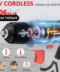8V Cordless Drill With LED Light And 146 Piece Home Repair Tool Set In Portable Box Hand Drill Kit for DIY projects