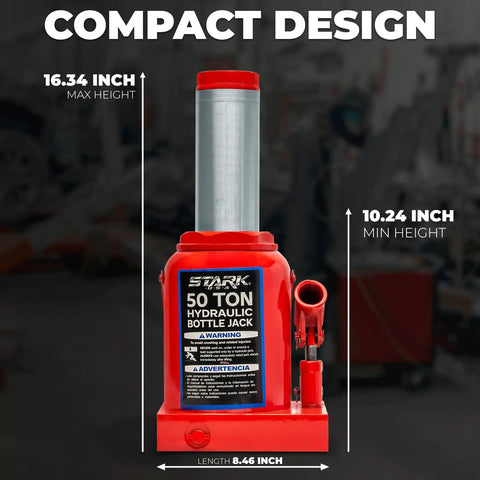 Built Tough 50 Ton Hydraulic Bottle Jack With 100000 Lb Capacity, Low Profile Axle Lift For Big Rig Trucks Buses Trailers And Farm Equipment, Rock Solid Workhorse