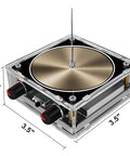 Bluetooth Music Tesla Coil Kit With Wireless Power And Built In Speaker, 3.5-inch metal plate and controls visible
