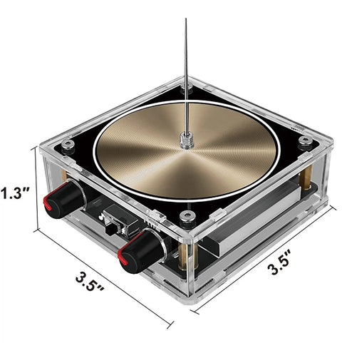 Bluetooth Music Tesla Coil Kit With Wireless Power And Built In Speaker, 3.5-inch metal plate and controls visible