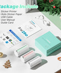 Portable Mini Sticker Printer With Three Thermal Rolls Compact Wireless Label Maker for Teachers and Craft Crews set with thermal rolls and guide.