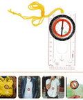 Multipurpose Navigation Compass With Map Ruler Portable Hiking And Camping Tool with yellow cord and clear markings