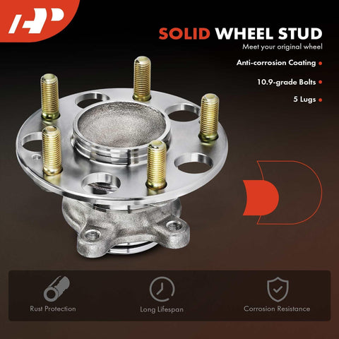 Rear Wheel Bearing and Hub Assembly for Honda Civic 2006 2011 L4 1.8L FWD with Five Wheel Studs and Rust Protection